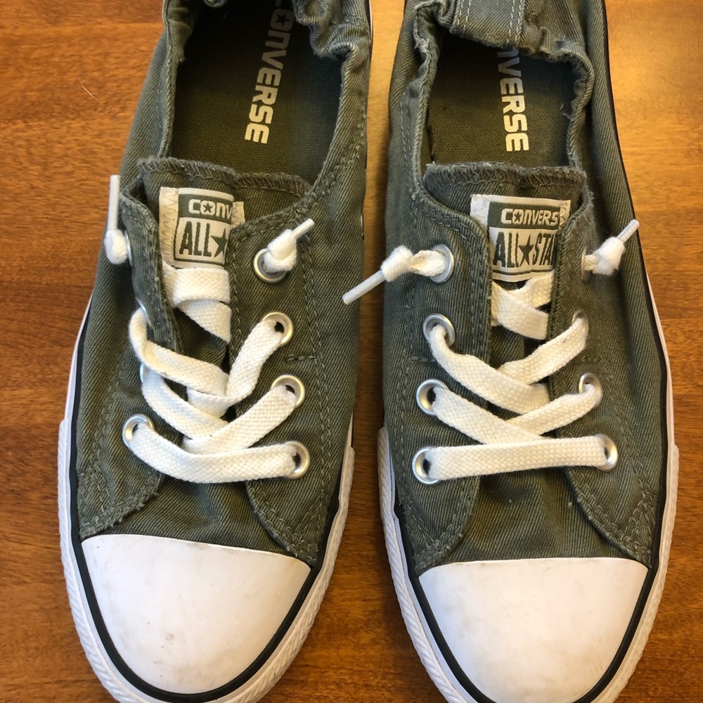 CONVERSE army green slip on sneakers